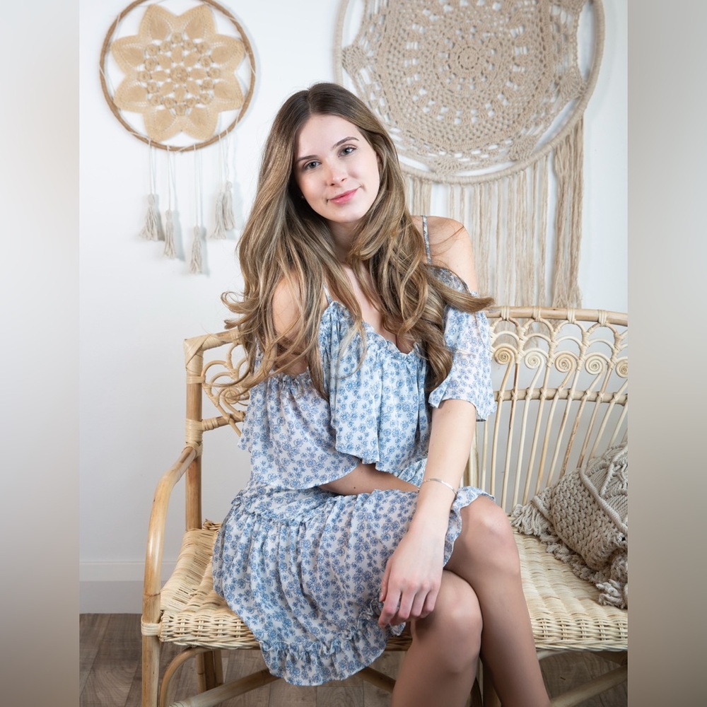 Blue Floral Midi Dress